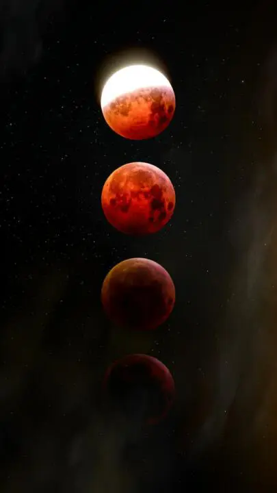 Phases de la lune en rouge et noir.