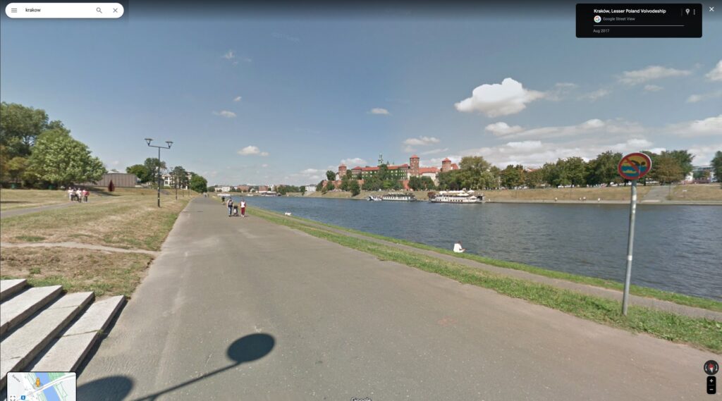 Une capture d'écran Google Street View du château de Cracovie 