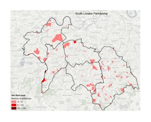 Carte montrant une connectivité lente et inexistante dans les arrondissements du sud de Londres